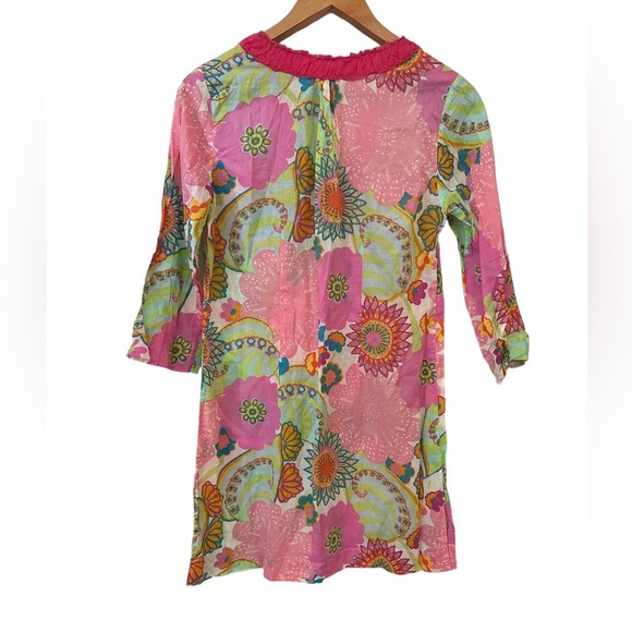 BODEN JEWELED PINK PRINT BEACH FLORAL BOHO SWIM TUNIC COVERUP DRESS 6 - Picture 2 of 8